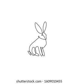 Abstract rabbit logo. Vector template in linear style