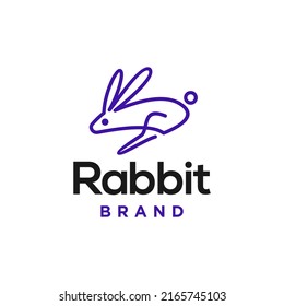 abstract rabbit outline logo icon design. Geometric linear minimalistic line logo icon hare. 