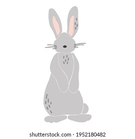 Abstract rabbit silhouette, boho isolated bunny, Easter traditional elements, Easter bunny decoration, funny rabbit, vector illustration, Happy Easter