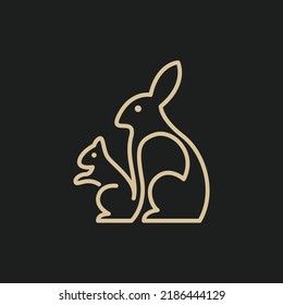 Abstract rabbit and squirrel logo. simple and elegant vector illustration.