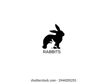 Abstract rabbits icon mascot logo design