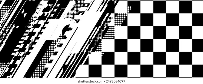 abstract racing background with checkboard and lines