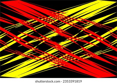 Abstraktes Rennhintergrunddesign mit einem einzigartigen Muster an Streifen und einer Mischung aus hellen Farben wie Rot und Gelb auf schwarzem Hintergrund