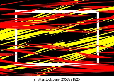 Diseño de fondo de carreras abstractas con un patrón único de rayas y una mezcla de colores brillantes como el rojo y el amarillo sobre un fondo negro