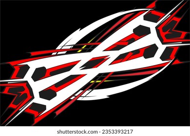 Abstract racing background design with a unique pattern of stripes and a mix of bright colors like red and white