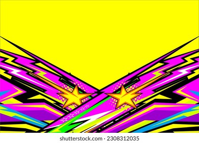 abstract racing background vector design with a unique line pattern and with a mix of bright colors on a yellow background