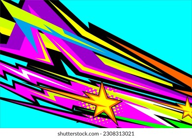 Abstract racing background vector design with a unique line pattern and a mix of bright colors on a blue background