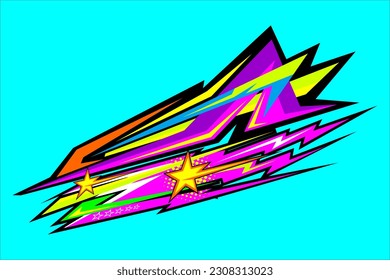 Abstract racing background vector design with a unique line pattern and a mix of bright colors on a blue background