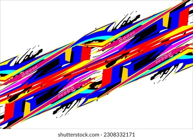 abstract racing background vector design with a unique stripe pattern with star effects and with a blend of bright colors on a white background suitable for your racing and wrapping designs