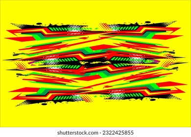 Abstract racing background vector design with a unique line pattern and a mix of bright colors on a yellow background