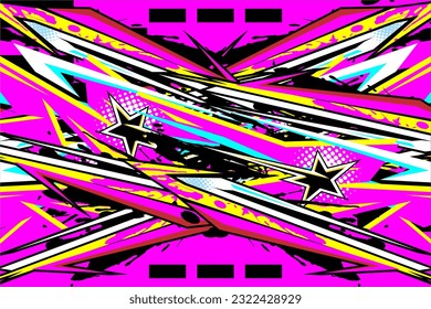 An abstract racing background vector design with a unique line pattern and a mix of bright colors and a star effect suitable for your racing design