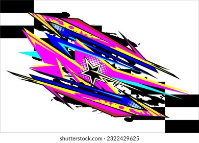 abstract racing background vector design with a unique line pattern and a mix of bright colors like pink and with a star effect suitable for your racing design