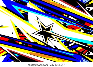 Abstract racing background vector design with a unique pattern of lines and a cool effect. a mix of bright colors like white, blue and others with star and spot effects