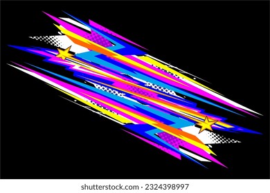 Abstract racing background vector design with a unique pattern of lines and a cool effect. bright color combinations like pink, blue and others with star and spot effects