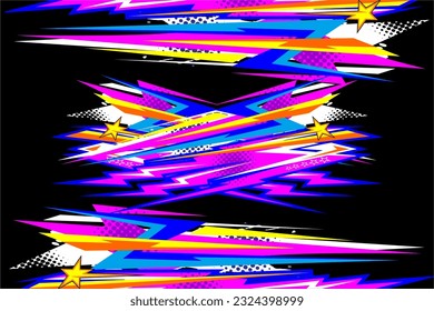 Abstract racing background vector design with a unique pattern of lines and a cool effect. bright color combinations like pink, blue and others with star and spot effects