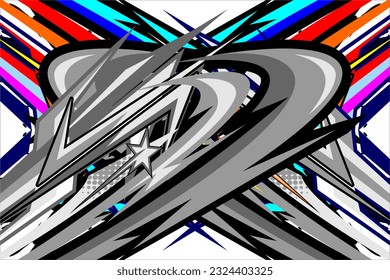 Abstract racing background vector design with a unique pattern of lines and a cool effect. bright color combination with star effect