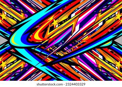 Abstract racing background vector design with a unique pattern of lines and a cool effect. bright color combination with star effect