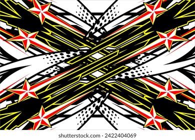 abstract racing background vector design with a unique striped pattern and a combination of bright colors and star effects look cool