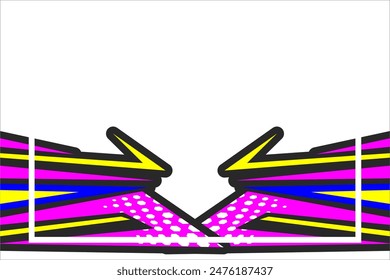 abstract racing background vector design with line patterns and a combination of bright colors such as pink, blue, yellow and others