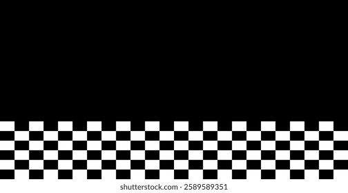 Abstract Racing Checkered Flag on Black Background. Sport Wallpaper. Banner