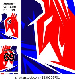 Abstract racing concept vector jersey pattern template for printing or sublimation sports uniforms football volleyball basketball e-sports cycling and fishing Free Vector.