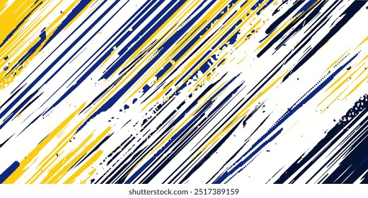 Abstract racing design, blue white and yellow color scheme, speed lines, minimalism, grainy texture