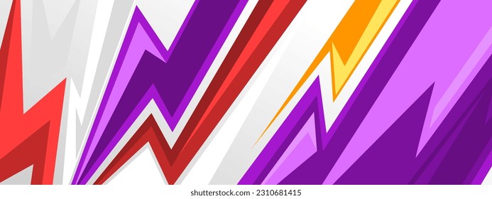 Concepto de diseño de carreras abstractas. Fondo gráfico abstracto de carreras de rayas moradas anaranjadas.