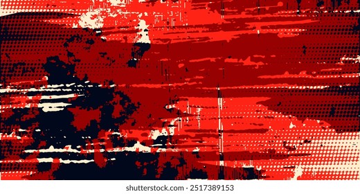 Diseño de carreras Abstractas, esquema de color rojo y azul, líneas de velocidad, minimalismo, textura granulada.