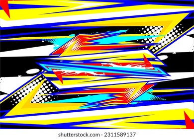 abstract racing design vector background with a unique line pattern and with a mix of bright colors, such as yellow, red, blue on a black background looks cool and attractive suitable for your wrappin