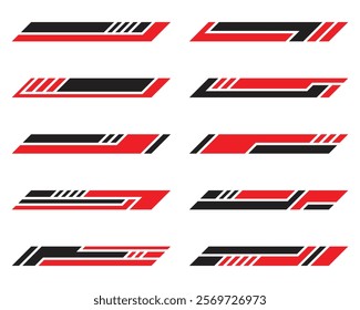 Abstract racing geometric stripes car wrap stickers collection