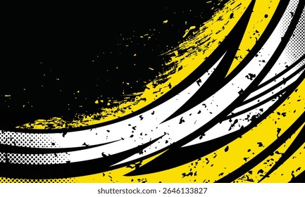 Abstract Racing Graphic with Dynamic Curves and Splatter Effects