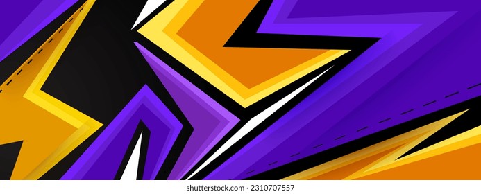 Abstract racing orange purple design concept. Wide Banner Design Background.
