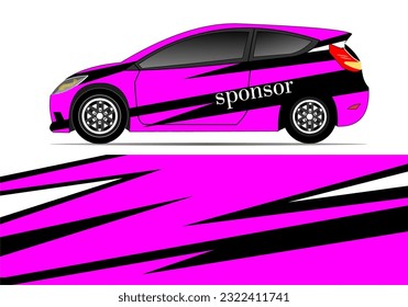 Abstract racing sports car for the design of sticker wrap and vehicle livery in black base color