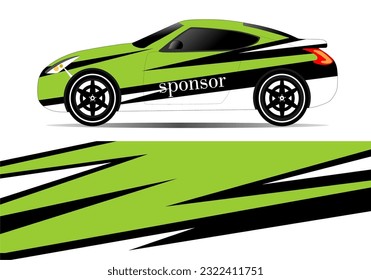 Abstract racing sports car for the design of sticker wrap and vehicle livery in black base color