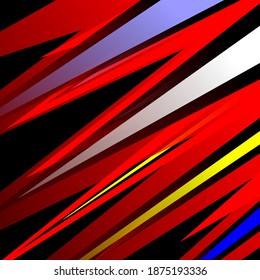 Abstract racing stripes background blue, white, red and yellow color free vector