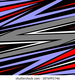 Abstract racing stripes background grey, red, blue and white color free vector