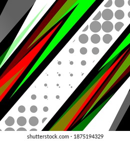 Abstrakte Rennstreifen auf gelbem, weißem, rotem, grauem und grünem Hintergrund, Vektorgrafik frei