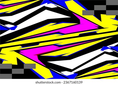 abstract racing vector background design with a unique striped pattern and a combination of bright colors such as yellow and pink on a black background