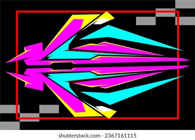 abstract racing vector background design with a unique striped pattern and a combination of bright colors such as turquoise and pink on a black background