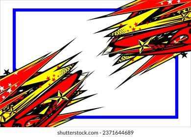 diseño de fondo de vector de carreras abstracto con un patrón de rayas único y una combinación de colores brillantes y únicos, con efectos frescos y fondo blanco