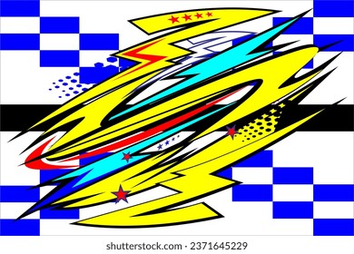 abstract racing vector background design with a unique striped pattern and a combination of bright and unique colors, with cool effects and a white background