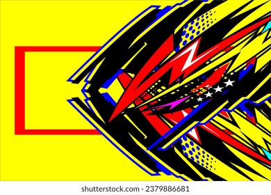 Abstract Racing Vector Background Design with Unique Line Pattern with Bright and Fresh Color Blend, on yellow background