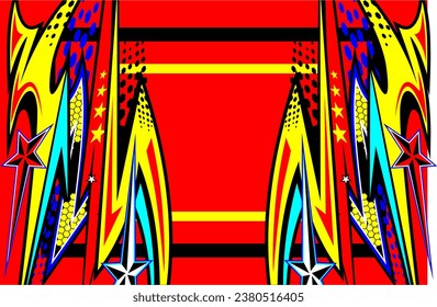 Abstract Racing Vector Background Design with unique line patterns and with bright color combinations and cool star effects