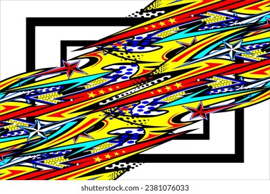 Abstract Racing Vector Background Design with unique line patterns and with bright color combinations such as yellow, red and blue, suitable for your racing background