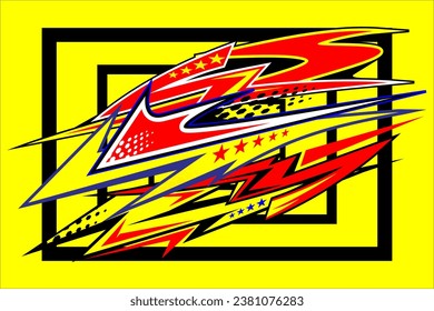 Abstraktes Racing-Vektorhintergrunddesign mit einzigartigen Linienmustern und hellen Farbkombinationen wie Gelb, Rot und Blau, geeignet für Ihren Rennhintergrund