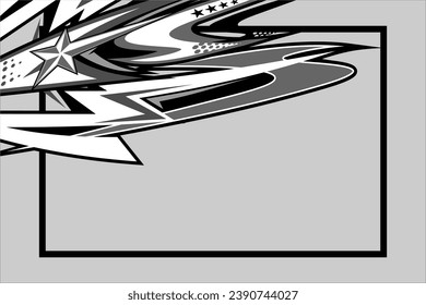 Abstract Racing vector background design with unique line patterns and with a combination of bright colors and Grayscale color