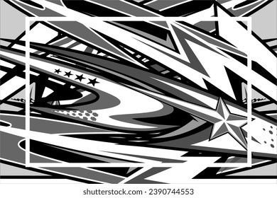 Abstract Racing vector background design with unique line patterns and with a combination of bright colors and Grayscale color