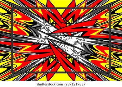 Abstract Racing vector background design with unique line patterns and with a combination of bright colors such as yellow, red and grayscale looks cool