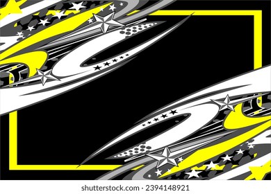 Abstract Racing vector background design with unique line patterns and with a combination of bright wran like yellow in combination with grayscale colors