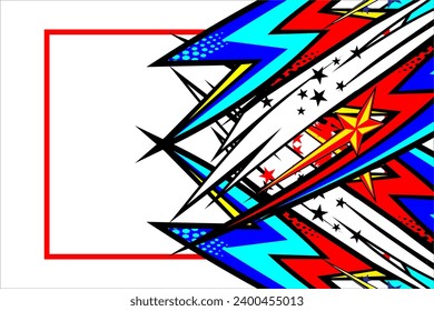 Abstract Racing Vector Background Design with unique line pattern and with bright color combination, as well as star effect, looks cool